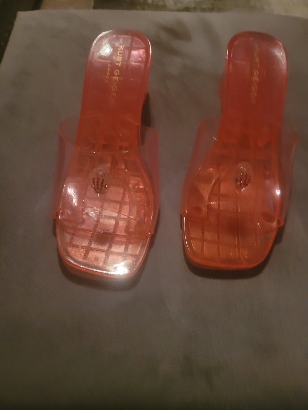 Kurt Geiger Translucent Orange Square-Toe Jelly Mules